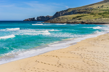 Sand Strand Fußspuren Meer Wellen Ufer