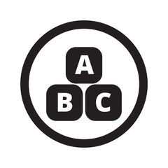 Flat black Abc Blocks web icon in circle on white background