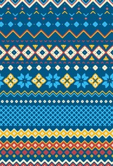 Hand drawn bright seamless pattern with folk ornament. Vector illustration.