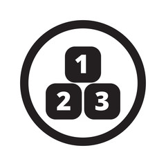 Flat black 123 Blocks web icon in circle on white background