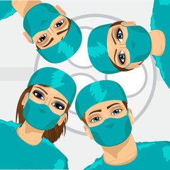 Bottom view of group of surgeons