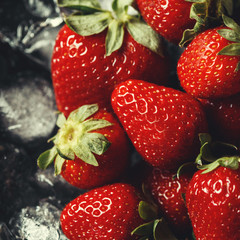 Ripe Strawberry Served on Ice