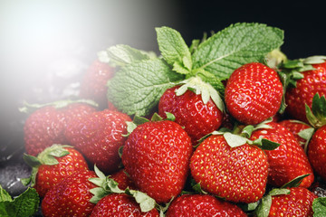 Ripe Strawberry Served on Ice