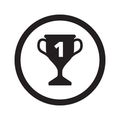 Flat black Trophy web icon in circle on white background