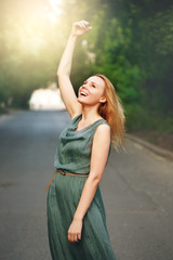 Freedom Happy Laughing Woman Enjoying