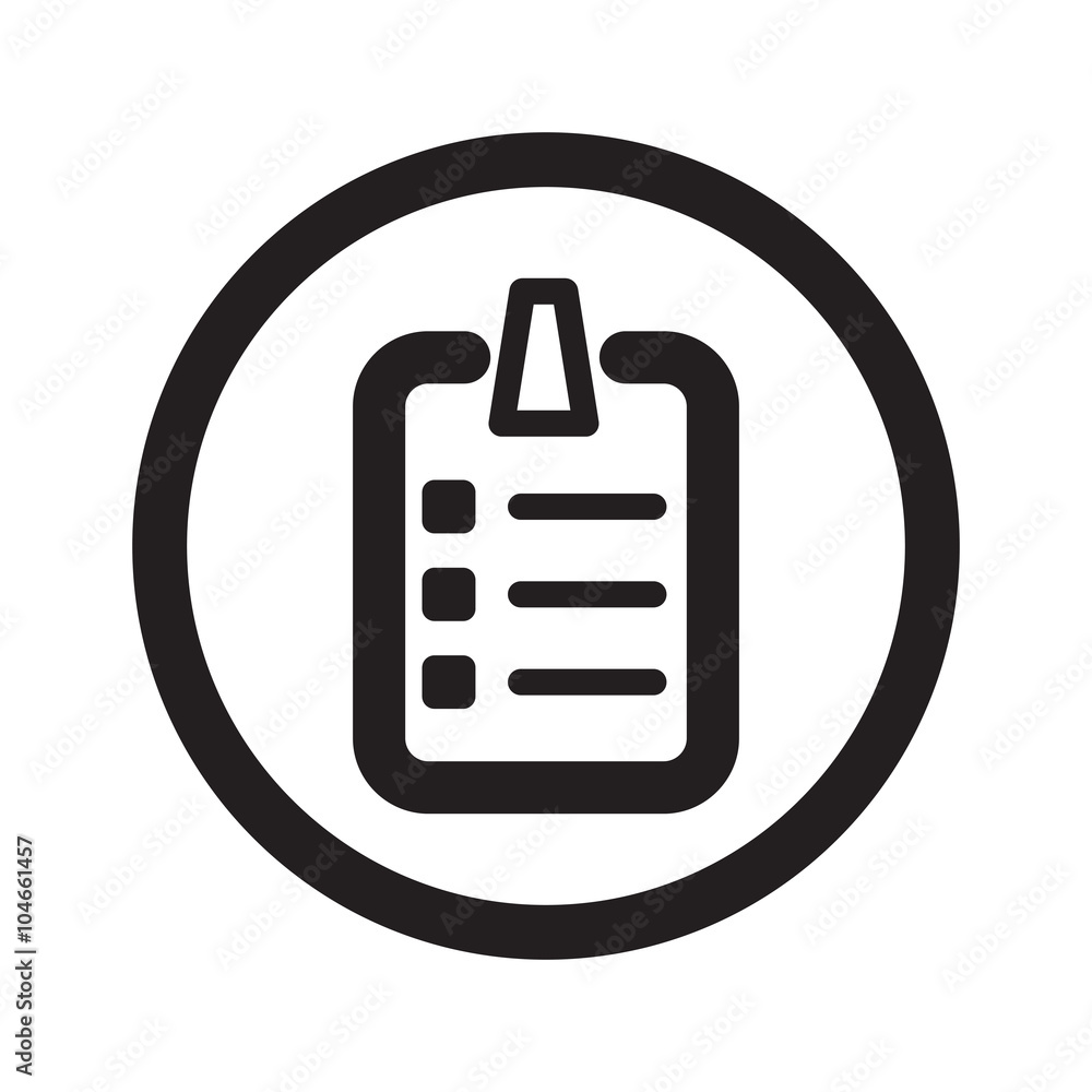 Poster flat black checklist web icon in circle on white background