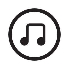 Flat black Notes web icon in circle on white background
