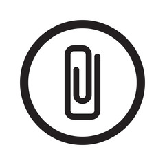 Flat black Paper Clip web icon in circle on white background