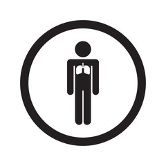 Flat black Lungs web icon in circle on white background