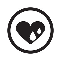 Flat black Heart Water web icon in circle on white background