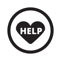 Flat black Defibrillator  web icon in circle on white background