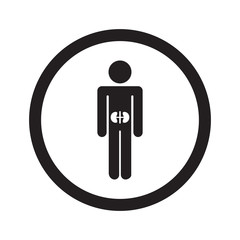 Flat black Kidneys web icon in circle on white background