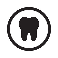 Flat black Tooth web icon in circle on white background