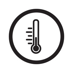 Flat black Temperature web icon in circle on white background