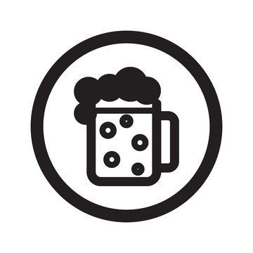 Flat black Beer web icon in circle on white background