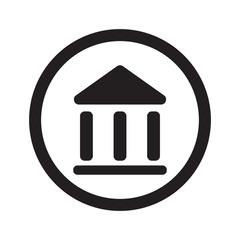 Flat black Museum web icon in circle on white background