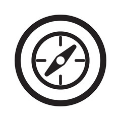 Flat black Compass web icon in circle on white background