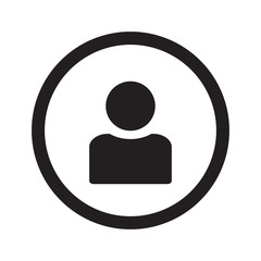 Flat black Profile web icon in circle on white background