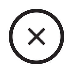 Flat black Cancel web icon in circle on white background