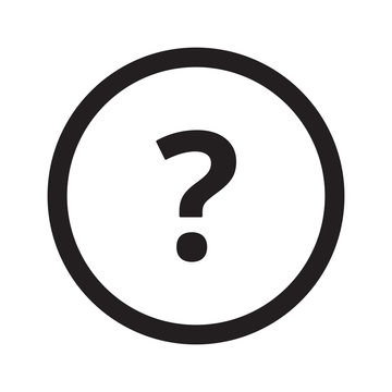Flat black Question Mark web icon in circle on white background