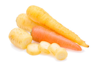 fresh carrots isolated on white background