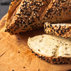 Slices of fresh homemade baguette