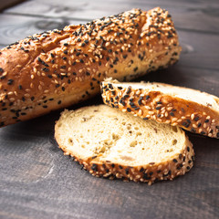 Slices of fresh homemade baguette