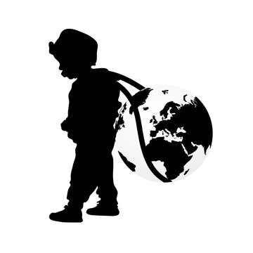 child wears planet earth illustration silhouette