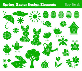 Set of hand drawn Easter design elements