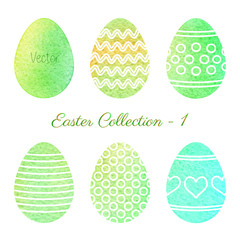 Set of watercolor Easter elements