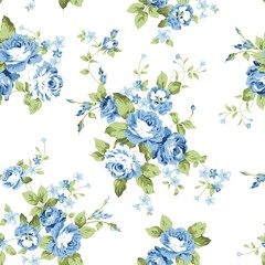 Blue Flowers Seamless Pattern - 104664462