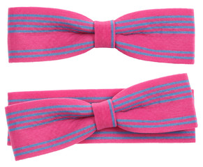 Hair bow tie pink with blue stripes