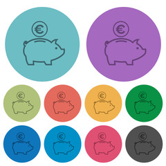 Color euro piggy bank flat icons