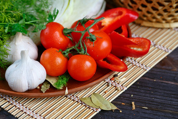 Fresh, raw vegetables on the table