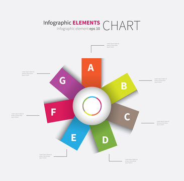 infographic flower circle alphabet / cycling vector chart, diagram with 7 options for business presentaton