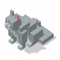 isometric rectangle design cat sitting