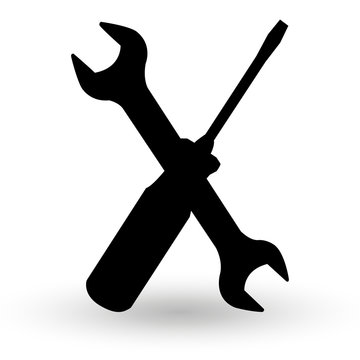 screw-driver and spanner wrench silhouette