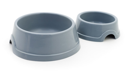 Two cat's plastic bowls.