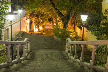 Fototapeta premium Old stairs and street view of Taipa