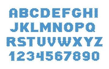 Dots font. Letters and numbers.