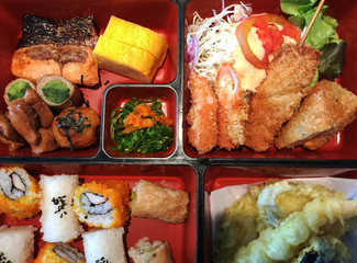 Bento lunch box Kit, filled with delicious food    