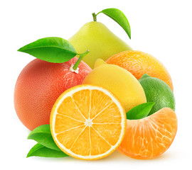 Isolated pile of citrus fruits