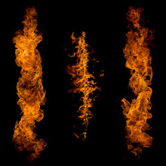 Fire flames on black background