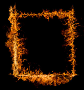 Fire flames on black background