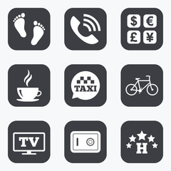 Hotel, apartment services icons. Coffee sign.
