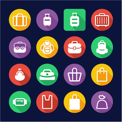 Bag Icons Flat Design Circle