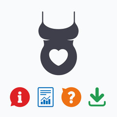 Pregnant woman shirt sign icon. Maternity symbol