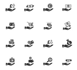 hand and money icon set