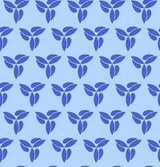 Seamless vector ornament. Modern geometric pattern with repeating blue lefs