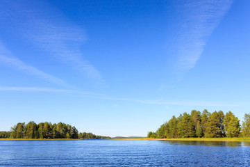 Lake scenery in Finland on a sunny day